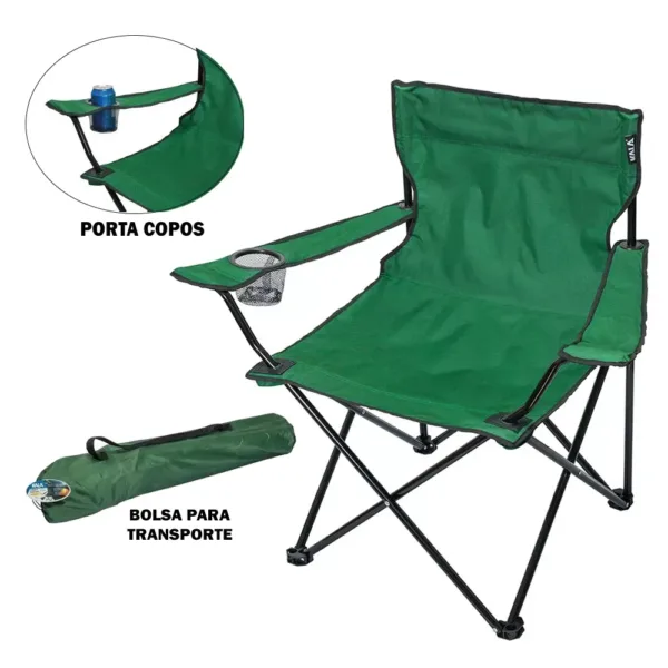 Cadeira Dobravel Com Apoio De Braco e Porta Copo Praia Pesca Camping Kala