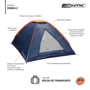 Barraca de camping Panda 2 pessoas e coluna dagua de 600mm NTK6