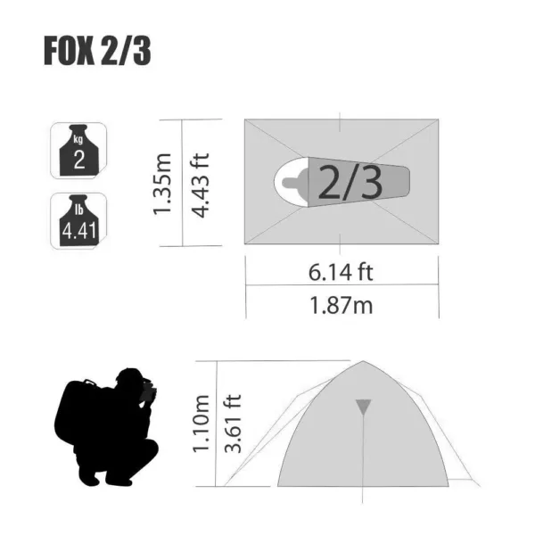 Barraca de Camping Nautika Fox 2 3 pessoas Coluna dagua de 1800mm 5