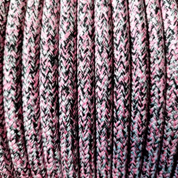 Cabo Náutico Pré Estirado Premium Velo 8mm Rosa, Preto e Branco