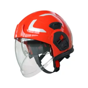 Capacete Vermelho Bombeiro Certificado SOLAS/MED – Proteção Profissional Contra Incêndios