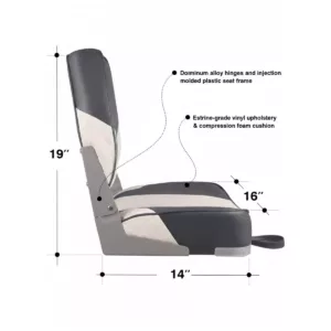Banco Dobravel Slim para Lancha Barco e Motorhome Cinza e Branco 2